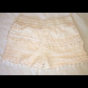 Cream linen shorts